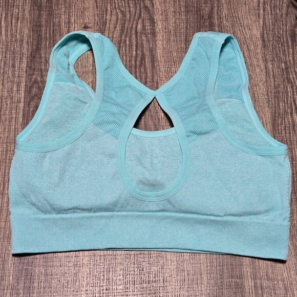 Padded Seamless Sports Bra Yoga Top Comfy Crop Athletic Gym CutoutBack Brand New - Picture 3 of 4
